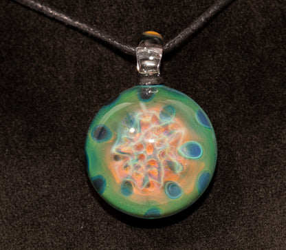 Encased Honeycomb Pendant | Vaporized Silver Glass Art | One-of-a-Kind Handblown Necklace