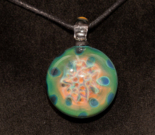 Encased Honeycomb Pendant | Vaporized Silver Glass Art | One-of-a-Kind Handblown Necklace