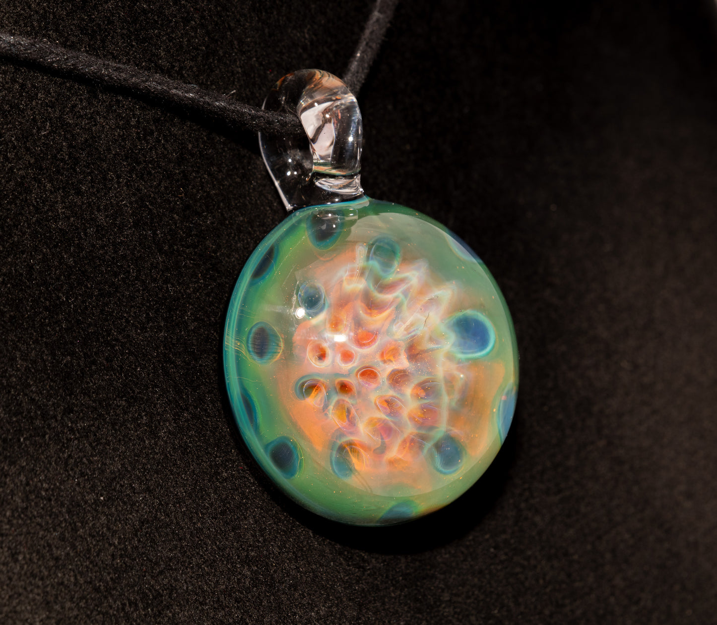 Encased Honeycomb Pendant | Vaporized Silver Glass Art | One-of-a-Kind Handblown Necklace
