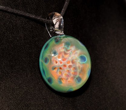 Encased Honeycomb Pendant | Vaporized Silver Glass Art | One-of-a-Kind Handblown Necklace