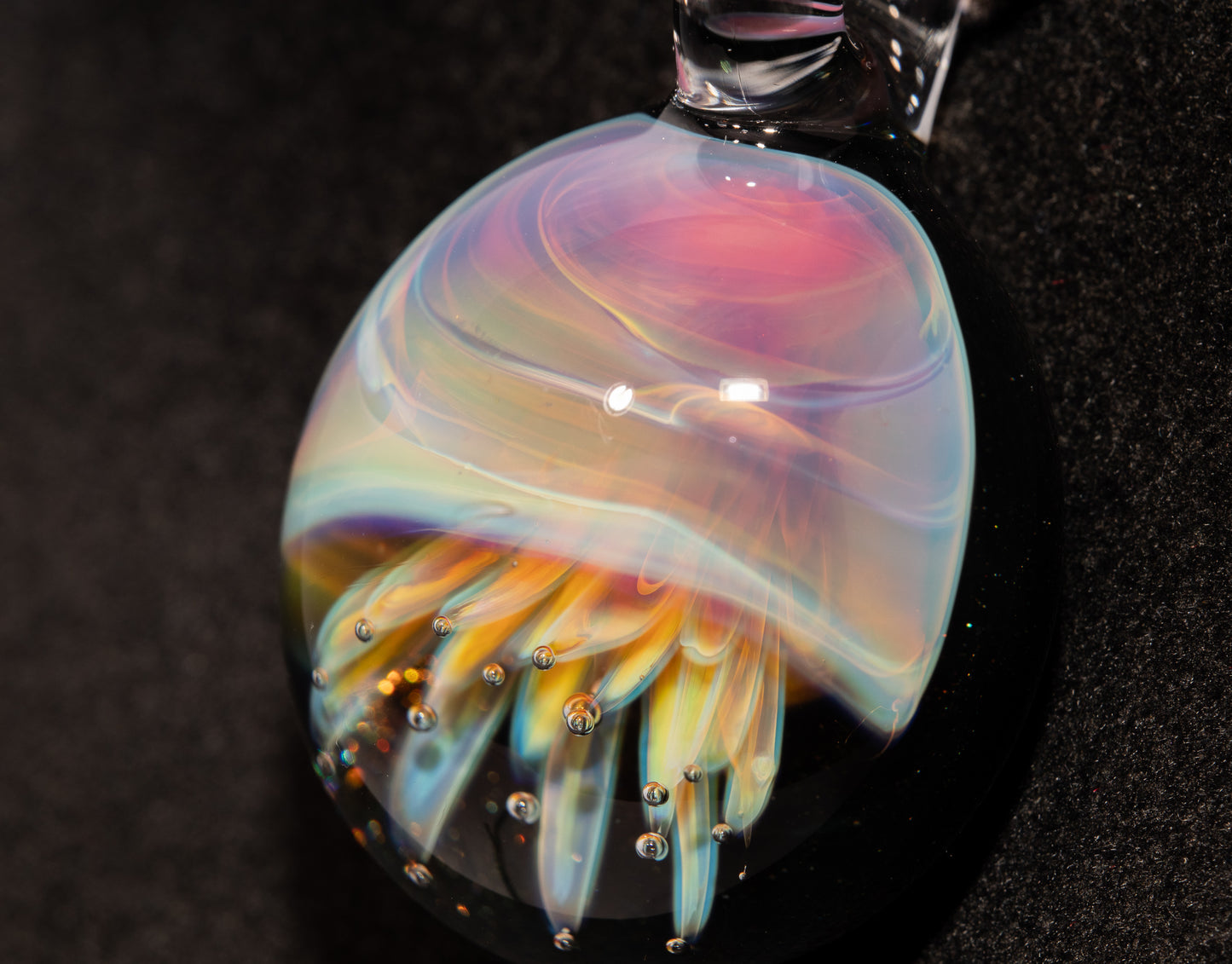 Artisan Jellyfish Pendant | Ocean-Inspired Glass Necklace | Handblown Glass Jewelry | Tropical Waters
