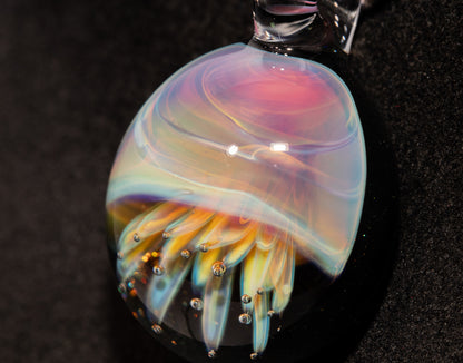 Artisan Jellyfish Pendant | Ocean-Inspired Glass Necklace | Handblown Glass Jewelry | Tropical Waters