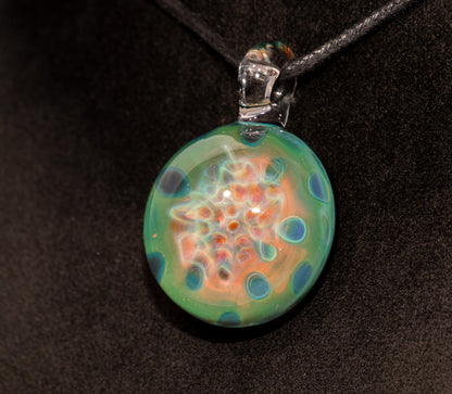 Encased Honeycomb Pendant | Vaporized Silver Glass Art | One-of-a-Kind Handblown Necklace