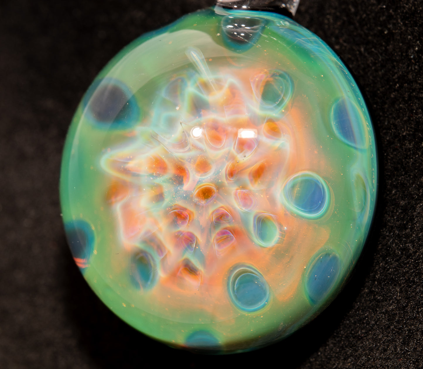Encased Honeycomb Pendant | Vaporized Silver Glass Art | One-of-a-Kind Handblown Necklace