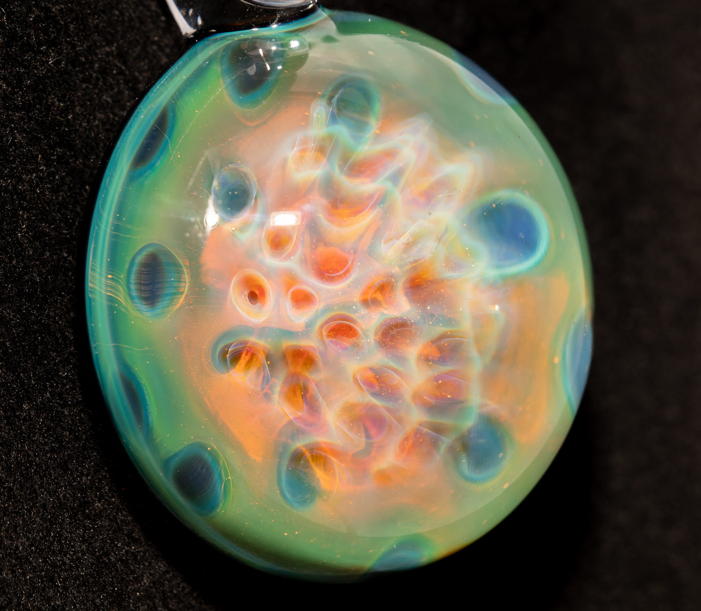 Encased Honeycomb Pendant | Vaporized Silver Glass Art | One-of-a-Kind Handblown Necklace