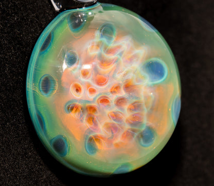Encased Honeycomb Pendant | Vaporized Silver Glass Art | One-of-a-Kind Handblown Necklace