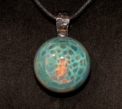 Rainbow Honeycomb Glass Pendant | 99.99% Silver Fumed | Artisan Borosilicate Jewelry Gift
