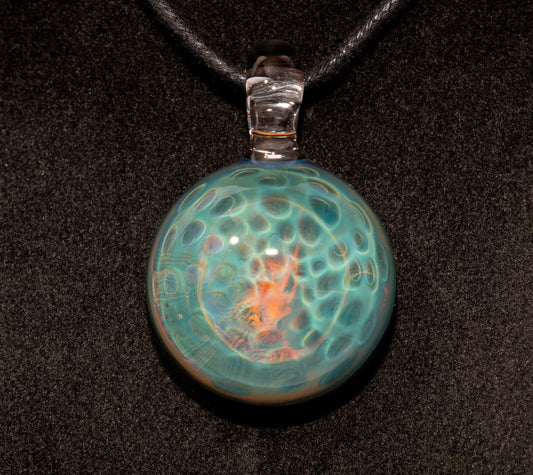 Rainbow Honeycomb Glass Pendant | 99.99% Silver Fumed | Artisan Borosilicate Jewelry Gift