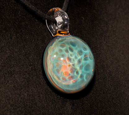 Rainbow Honeycomb Glass Pendant | 99.99% Silver Fumed | Artisan Borosilicate Jewelry Gift