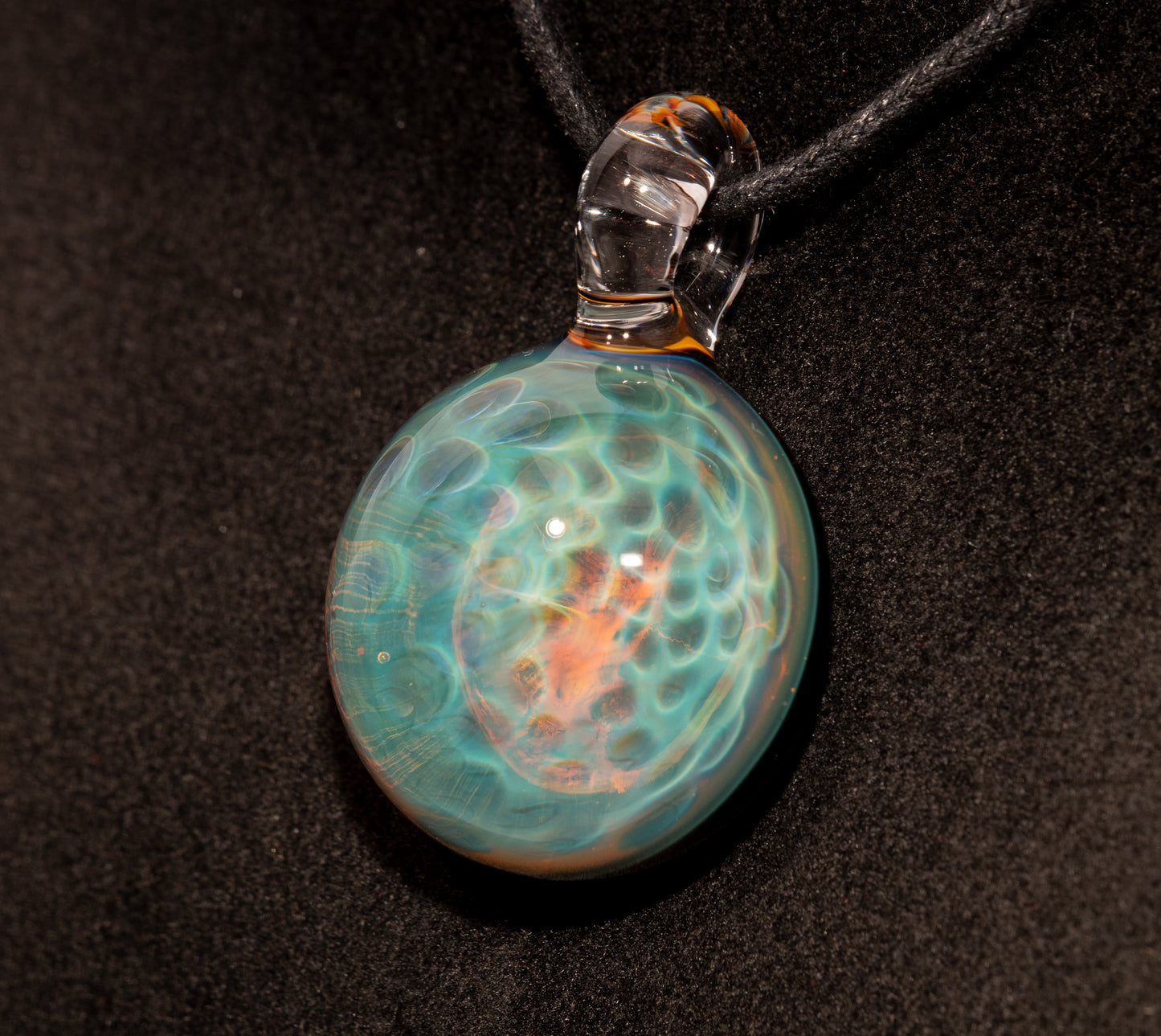 Rainbow Honeycomb Glass Pendant | 99.99% Silver Fumed | Artisan Borosilicate Jewelry Gift