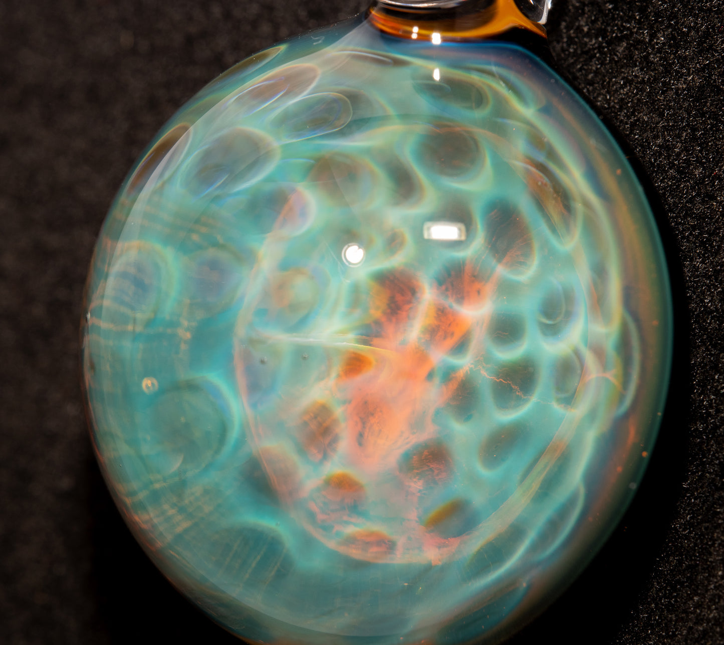 Rainbow Honeycomb Glass Pendant | 99.99% Silver Fumed | Artisan Borosilicate Jewelry Gift