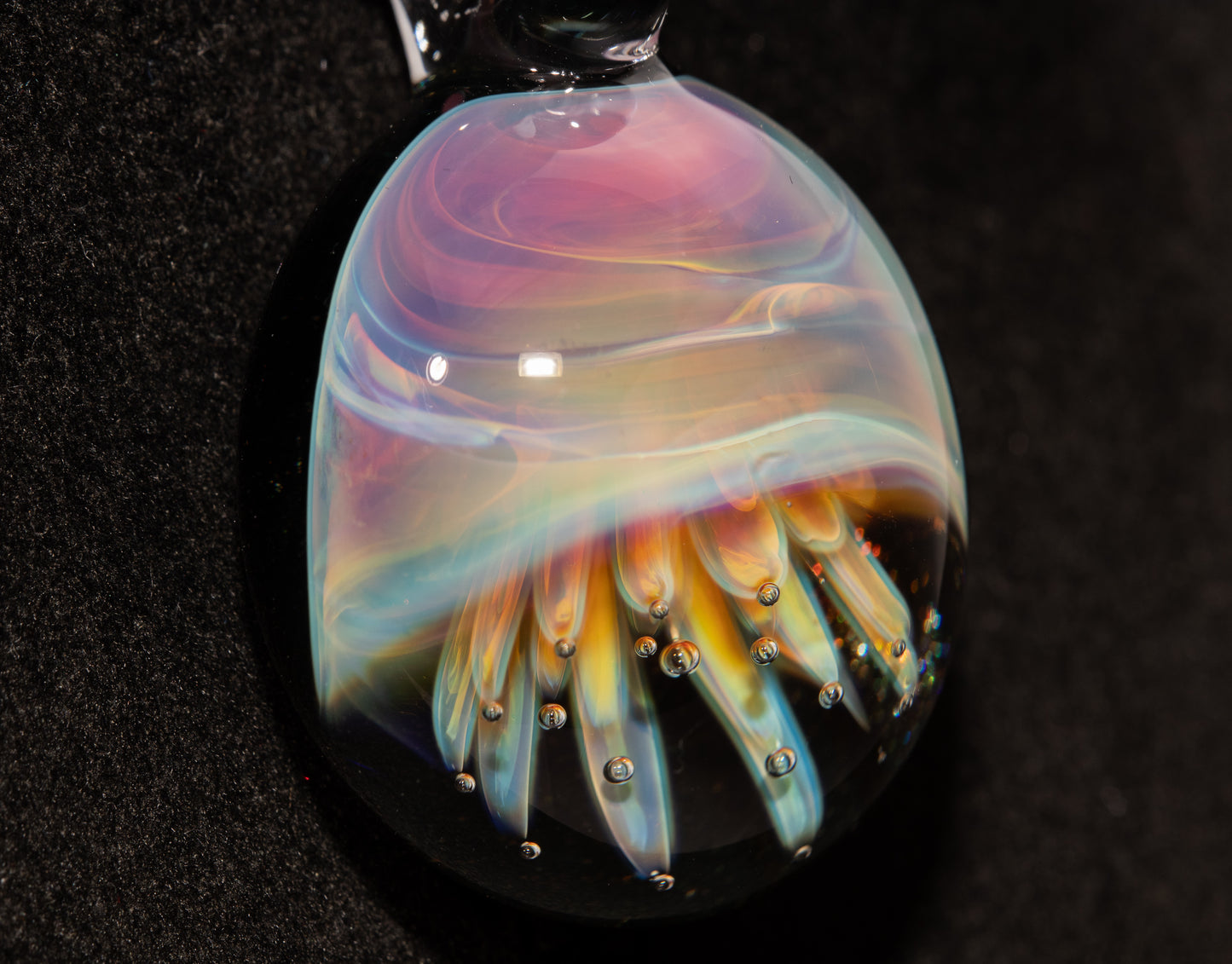 Artisan Jellyfish Pendant | Ocean-Inspired Glass Necklace | Handblown Glass Jewelry | Tropical Waters