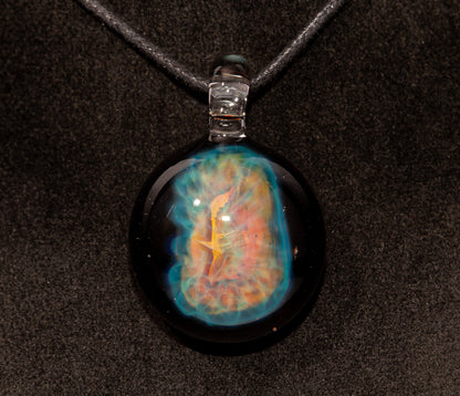 Iridescent Honeycomb Pendant | Pure Silver Fumed Glass Art | Handmade Borosilicate Necklace