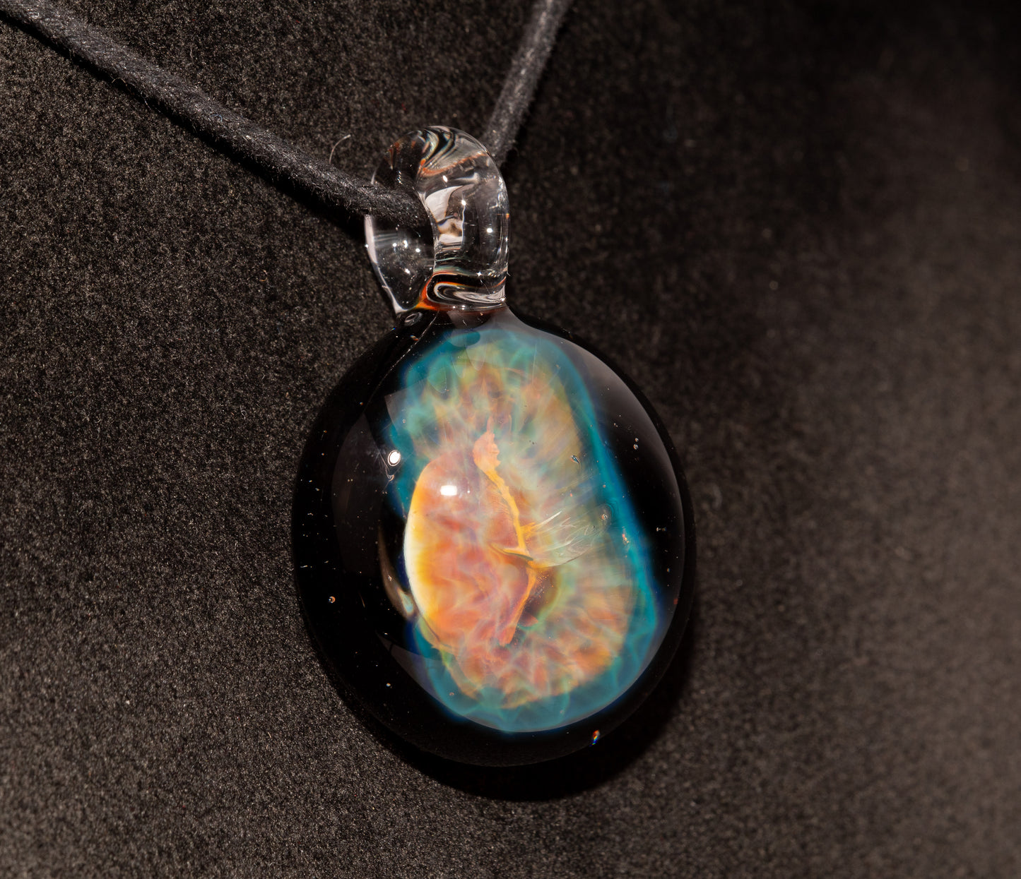 Iridescent Honeycomb Pendant | Pure Silver Fumed Glass Art | Handmade Borosilicate Necklace