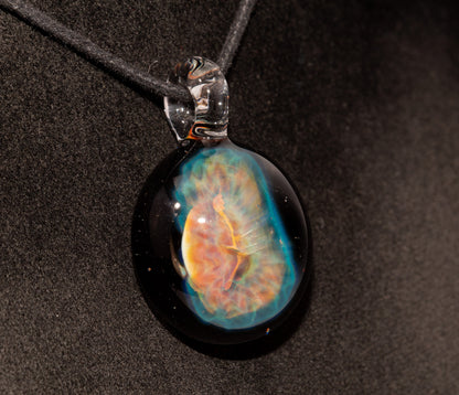 Iridescent Honeycomb Pendant | Pure Silver Fumed Glass Art | Handmade Borosilicate Necklace