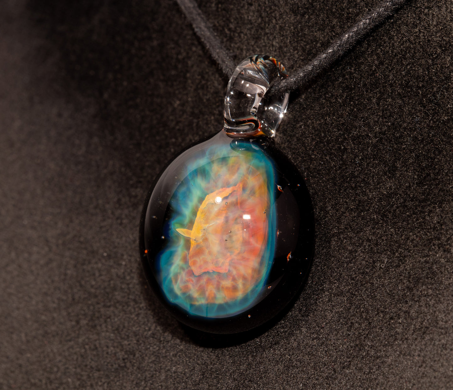 Iridescent Honeycomb Pendant | Pure Silver Fumed Glass Art | Handmade Borosilicate Necklace