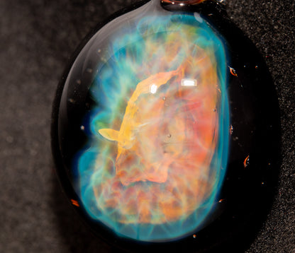 Iridescent Honeycomb Pendant | Pure Silver Fumed Glass Art | Handmade Borosilicate Necklace