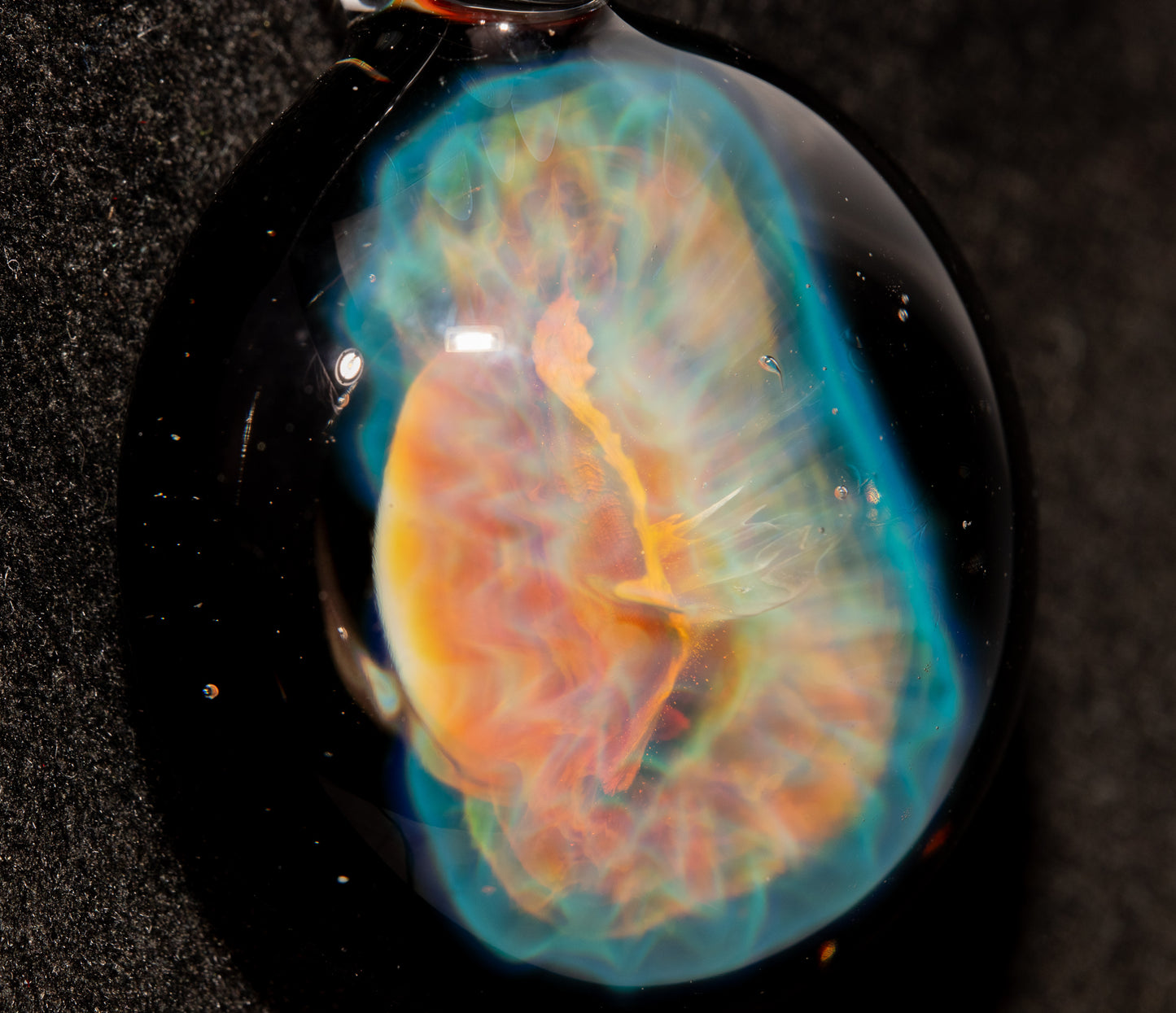 Iridescent Honeycomb Pendant | Pure Silver Fumed Glass Art | Handmade Borosilicate Necklace