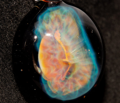 Iridescent Honeycomb Pendant | Pure Silver Fumed Glass Art | Handmade Borosilicate Necklace