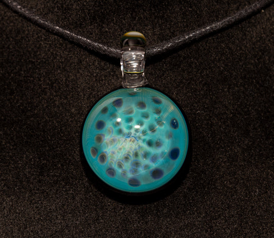 Silver Fumed Honeycomb Pendant | Handblown Glass Jewelry | Deep Encased Rainbow Art Necklace