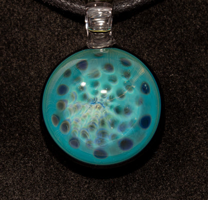 Silver Fumed Honeycomb Pendant | Handblown Glass Jewelry | Deep Encased Rainbow Art Necklace