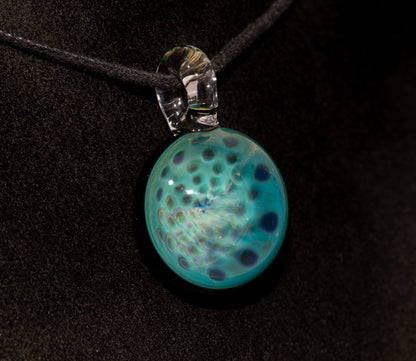 Silver Fumed Honeycomb Pendant | Handblown Glass Jewelry | Deep Encased Rainbow Art Necklace