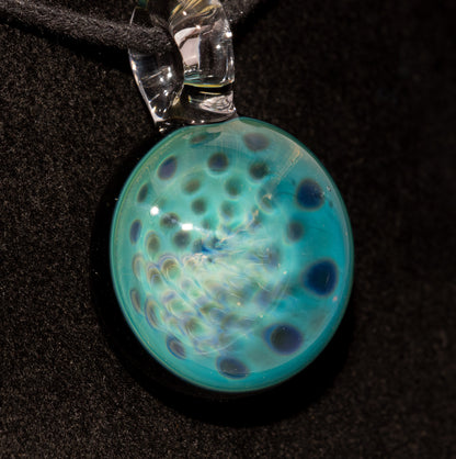 Silver Fumed Honeycomb Pendant | Handblown Glass Jewelry | Deep Encased Rainbow Art Necklace