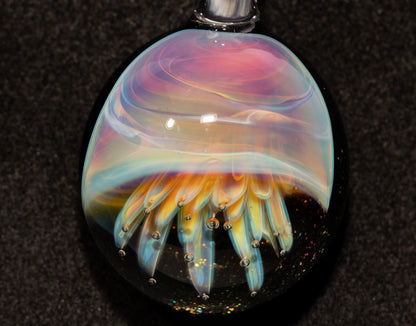 Artisan Jellyfish Pendant | Ocean-Inspired Glass Necklace | Handblown Glass Jewelry | Tropical Waters