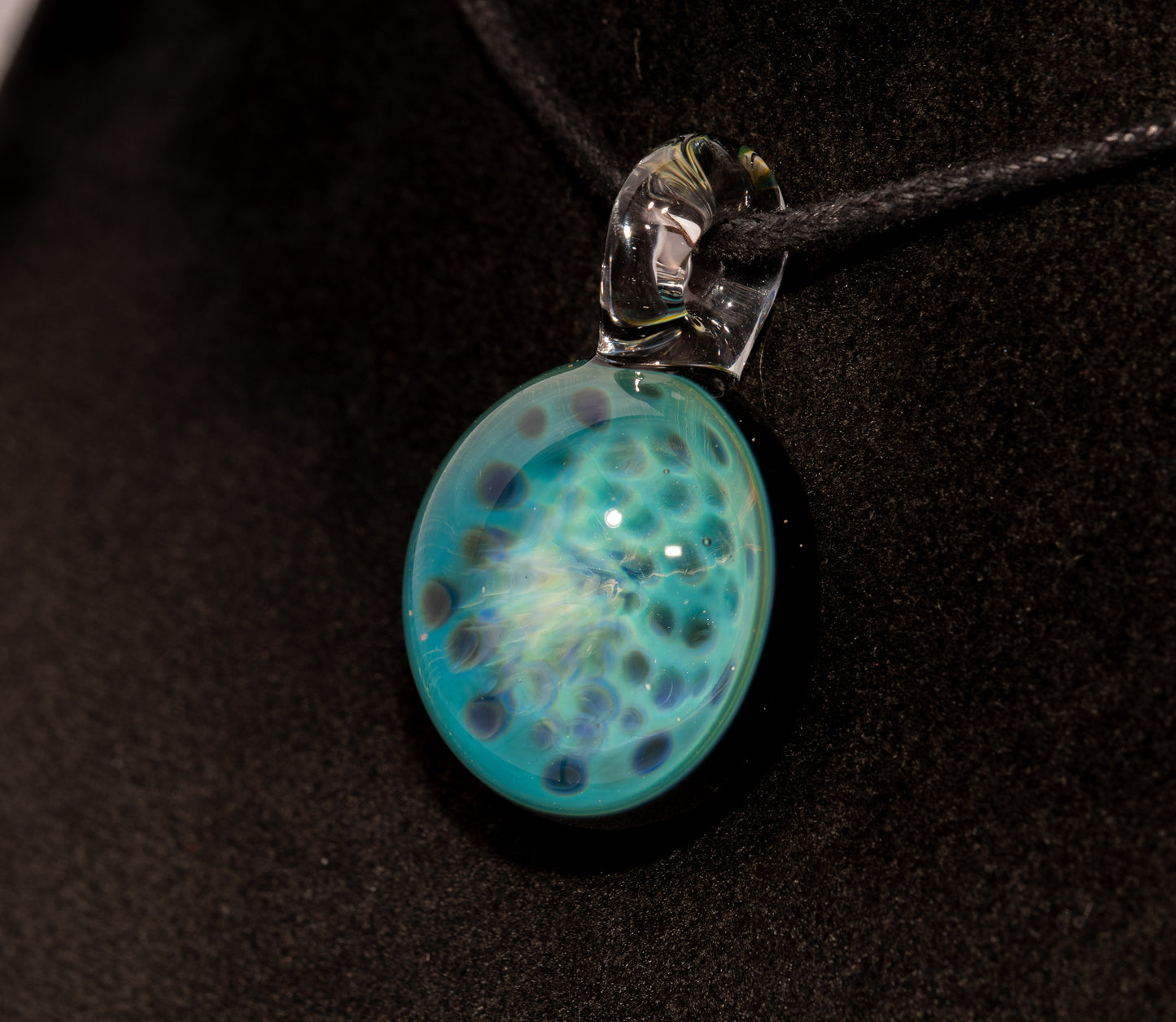 Silver Fumed Honeycomb Pendant | Handblown Glass Jewelry | Deep Encased Rainbow Art Necklace