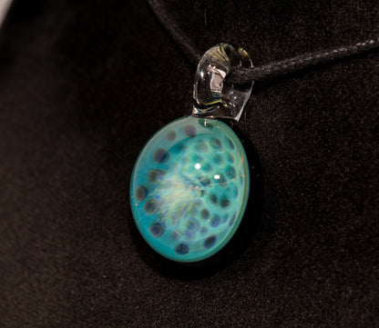 Silver Fumed Honeycomb Pendant | Handblown Glass Jewelry | Deep Encased Rainbow Art Necklace