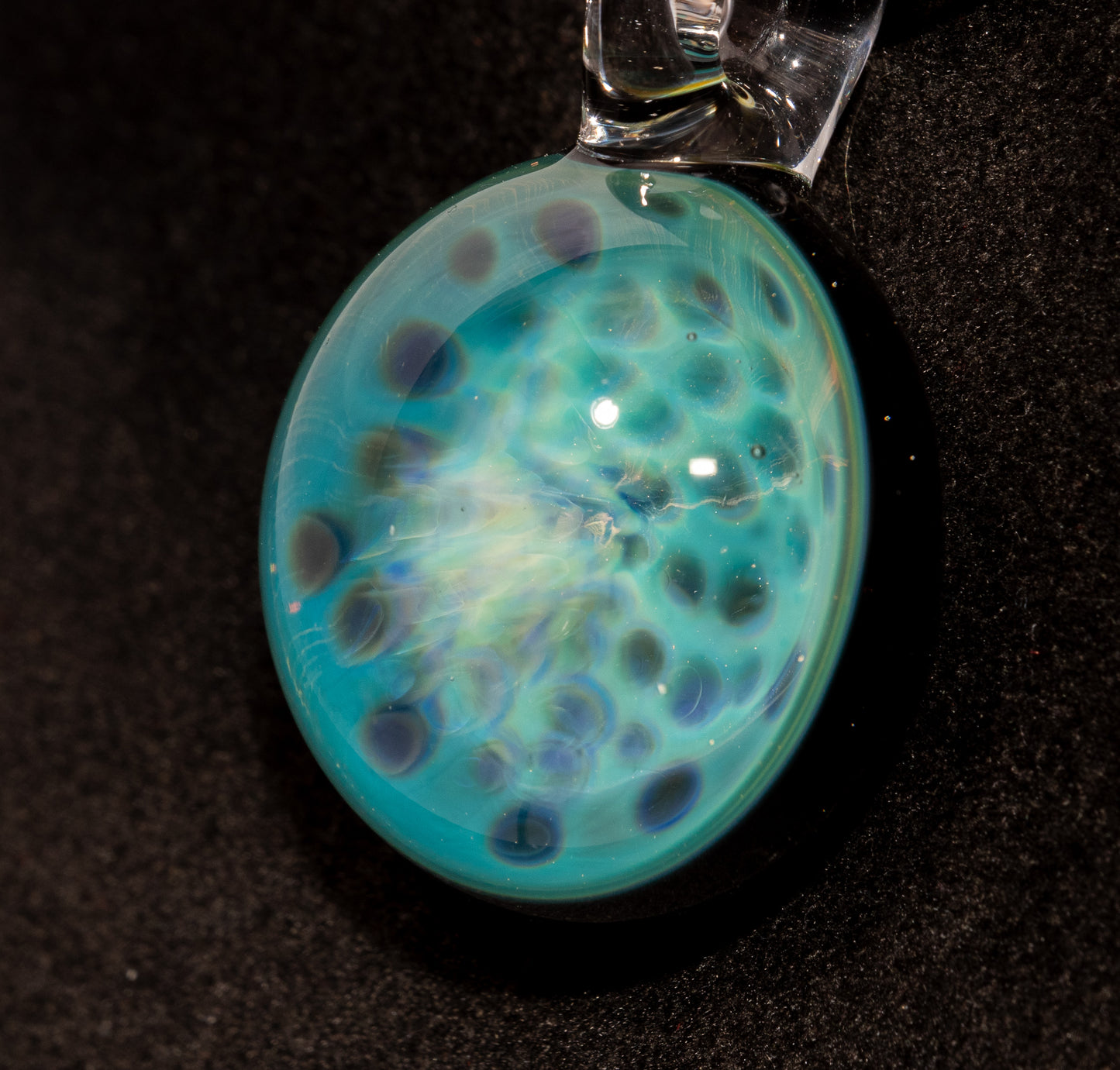 Silver Fumed Honeycomb Pendant | Handblown Glass Jewelry | Deep Encased Rainbow Art Necklace