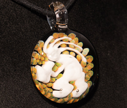 Kokopelli glass pendant | Native American inspired borosilicate jewelry | tribal style heady glass art | desert talisman flute spirit