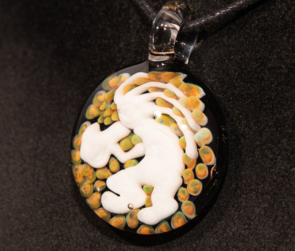 Kokopelli glass pendant | Native American inspired borosilicate jewelry | tribal style heady glass art | desert talisman flute spirit