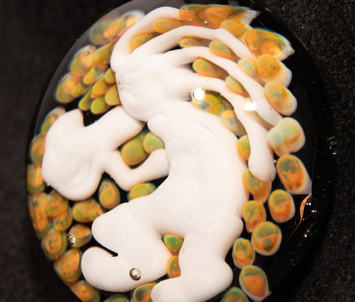 Kokopelli glass pendant | Native American inspired borosilicate jewelry | tribal style heady glass art | desert talisman flute spirit