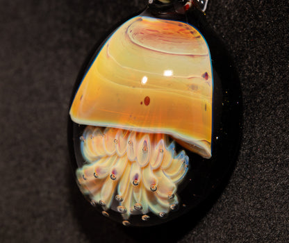 Handblown Jellyfish Necklace | Implosion Glass Art Pendant | Ocean-Inspired Jewelry | Sea Breeze