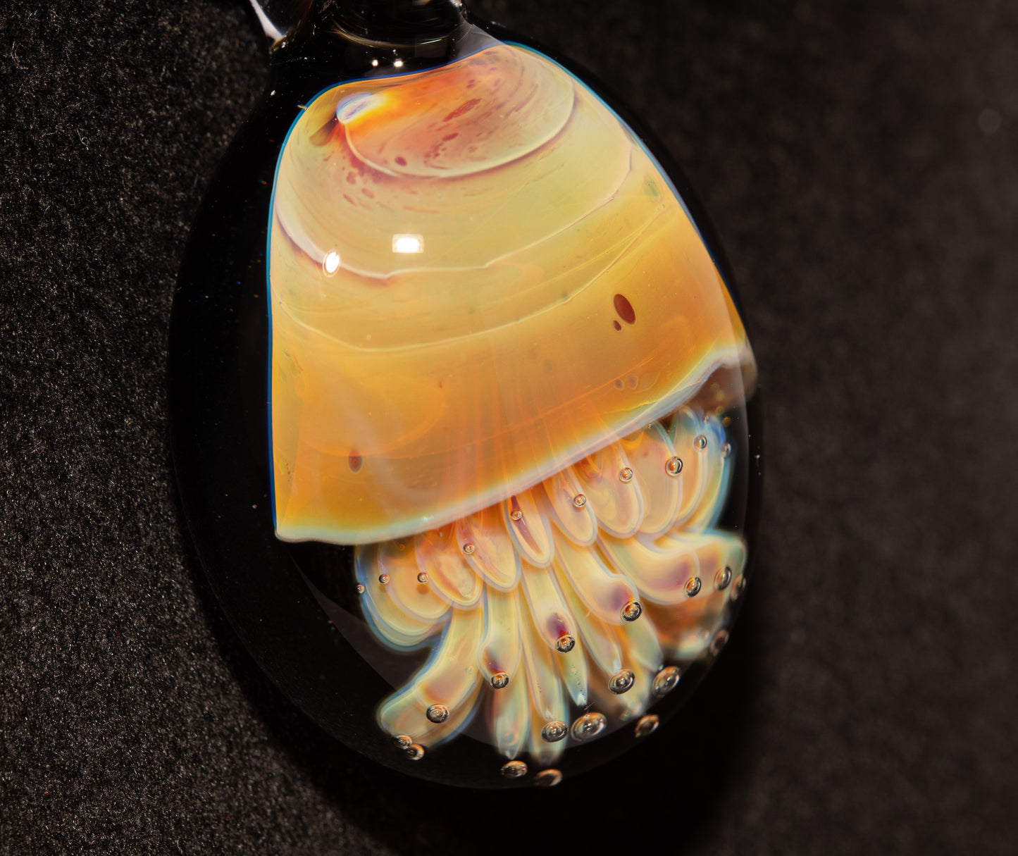 Handblown Jellyfish Necklace | Implosion Glass Art Pendant | Ocean-Inspired Jewelry | Sea Breeze