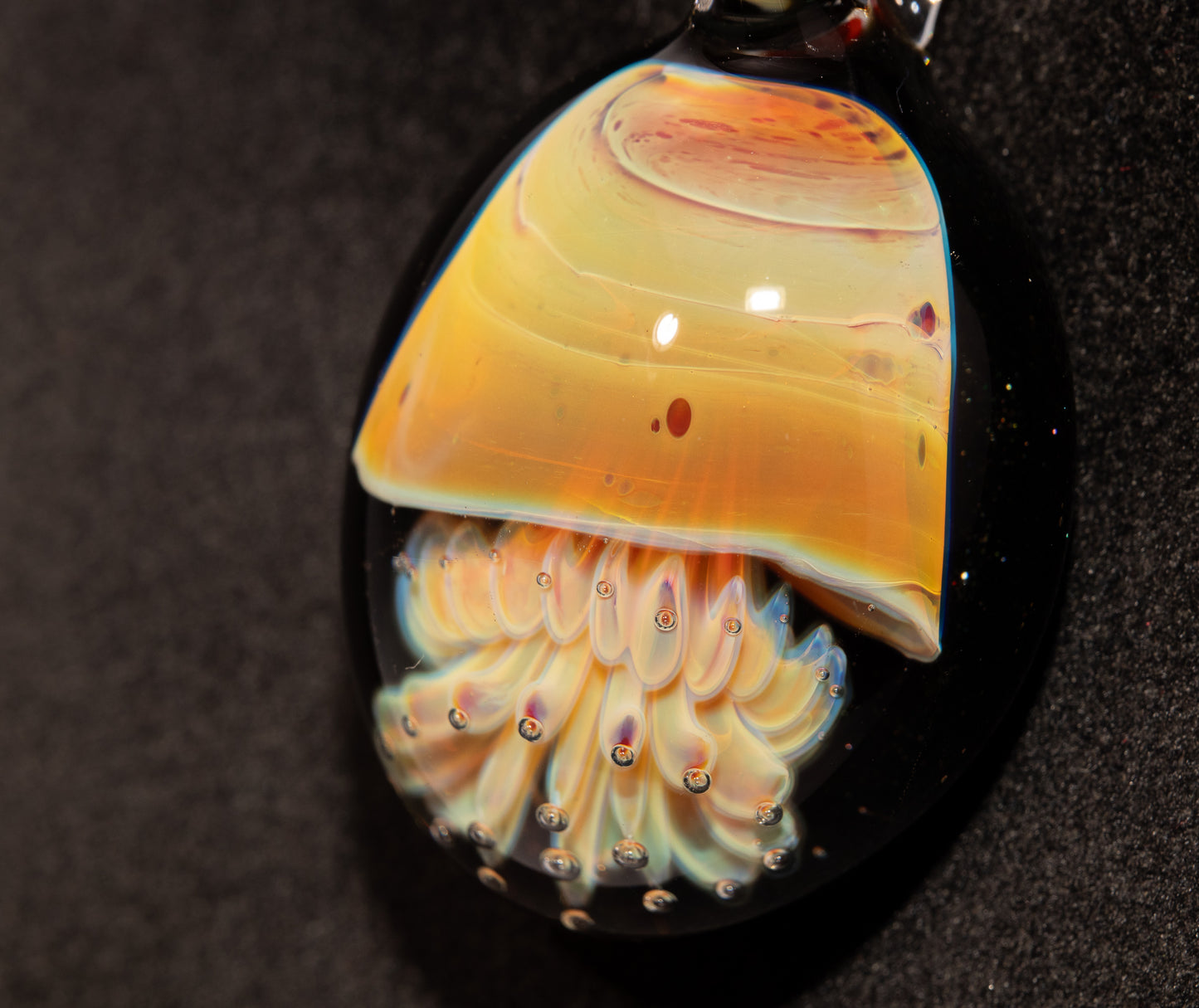 Handblown Jellyfish Necklace | Implosion Glass Art Pendant | Ocean-Inspired Jewelry | Sea Breeze