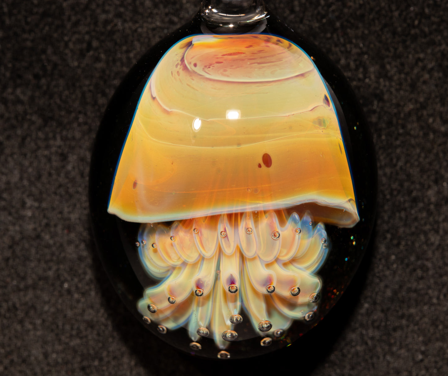 Handblown Jellyfish Necklace | Implosion Glass Art Pendant | Ocean-Inspired Jewelry | Sea Breeze