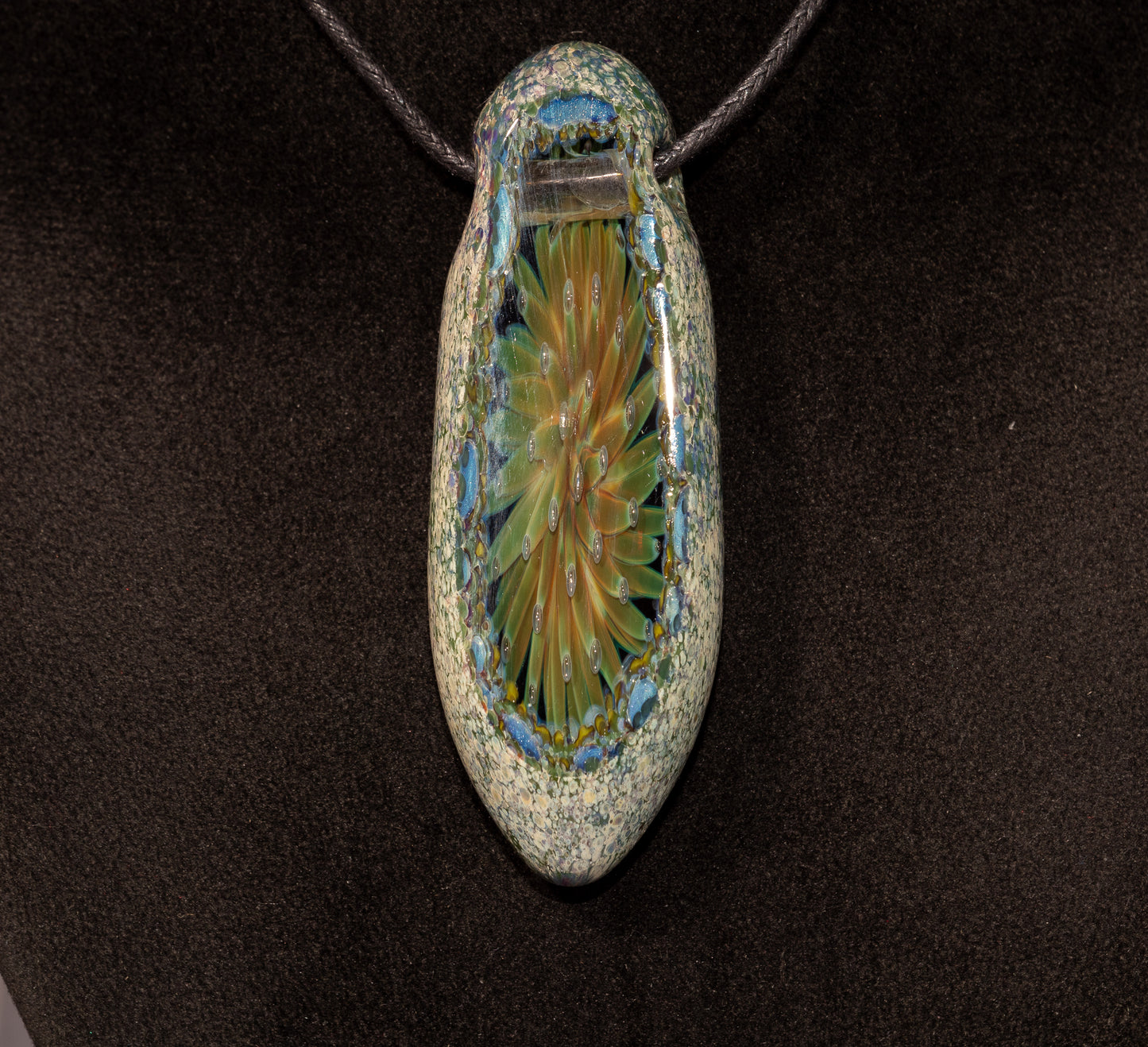 Fractal Bloom Pendant | Geometric Implosion Design | Faceted Glass Gem | Handmade Heady Jewelry Art