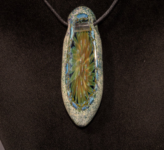 Fractal Bloom Pendant | Geometric Implosion Design | Faceted Glass Gem | Handmade Heady Jewelry Art