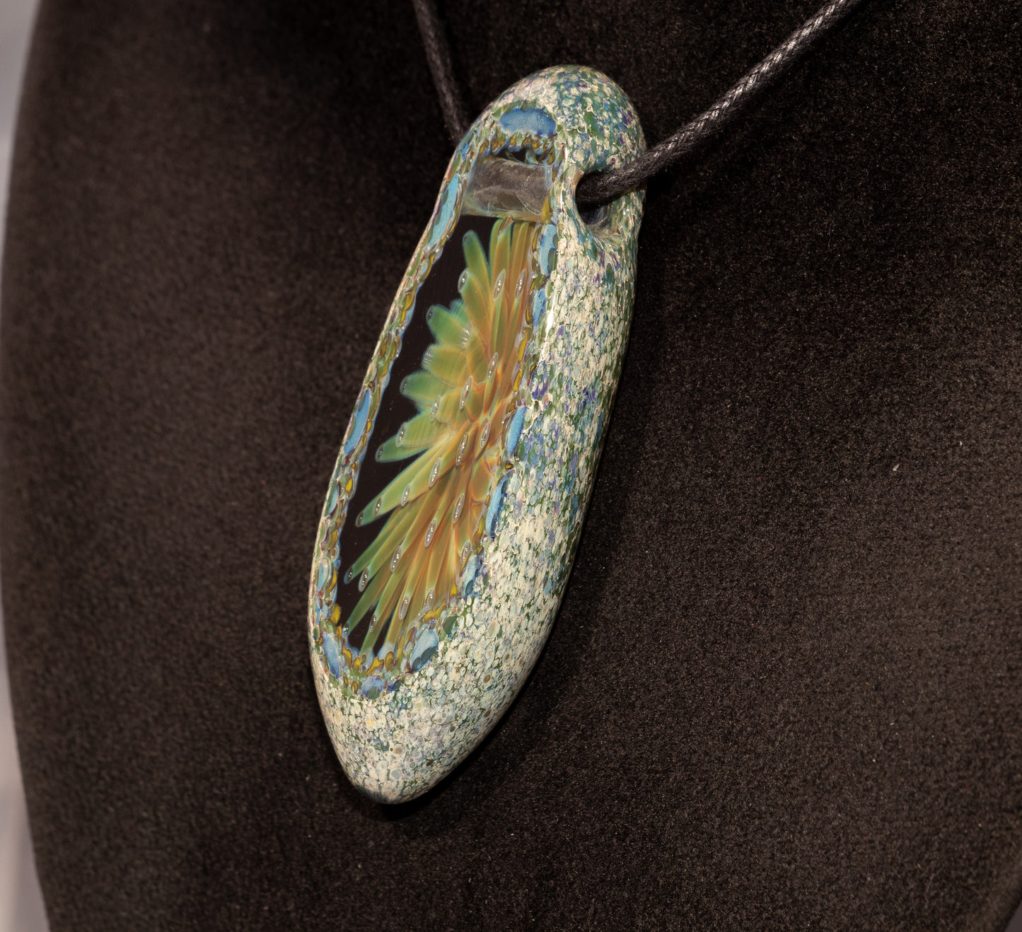 Fractal Bloom Pendant | Geometric Implosion Design | Faceted Glass Gem | Handmade Heady Jewelry Art