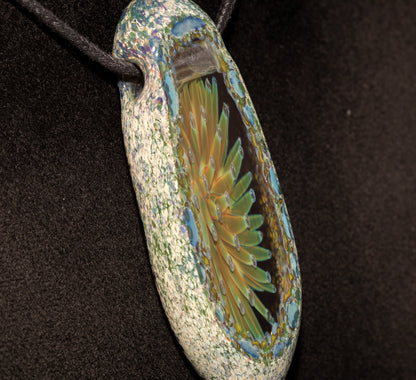 Fractal Bloom Pendant | Geometric Implosion Design | Faceted Glass Gem | Handmade Heady Jewelry Art