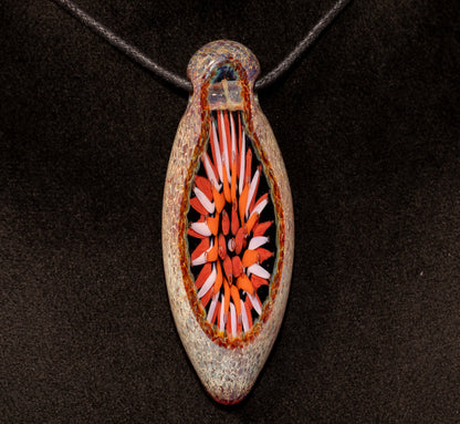 Dot Stack Implosion Pendant | Geometric Bloom Design | Faceted Glass Geode | Handcrafted Glass Jewelry