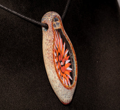 Dot Stack Implosion Pendant | Geometric Bloom Design | Faceted Glass Geode | Handcrafted Glass Jewelry