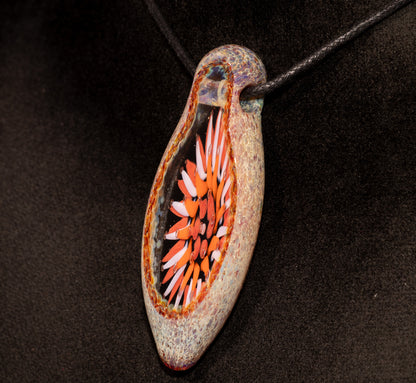 Dot Stack Implosion Pendant | Geometric Bloom Design | Faceted Glass Geode | Handcrafted Glass Jewelry
