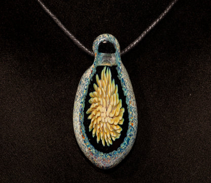 Glass Geode Flower Pendant | Faceted Implosion Art | Forever Bloom in Glass | Handmade Borosilicate Jewelry