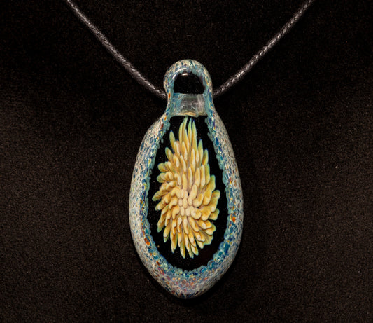 Glass Geode Flower Pendant | Faceted Implosion Art | Forever Bloom in Glass | Handmade Borosilicate Jewelry