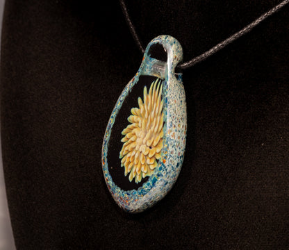 Glass Geode Flower Pendant | Faceted Implosion Art | Forever Bloom in Glass | Handmade Borosilicate Jewelry