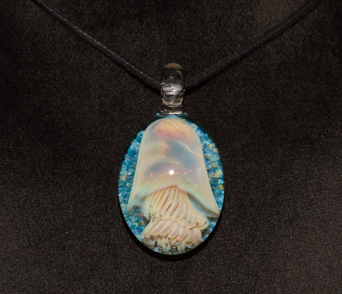 Handblown Sea Life Pendant | Jellyfish Glass Necklace | Silvered Glass Art Jewelry | Tropical Jewelry | Ocean Horizon