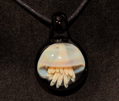Handblown Jellyfish Necklace | Implosion Glass Art Pendant | Ocean-Inspired Jewelry | Sea Breeze
